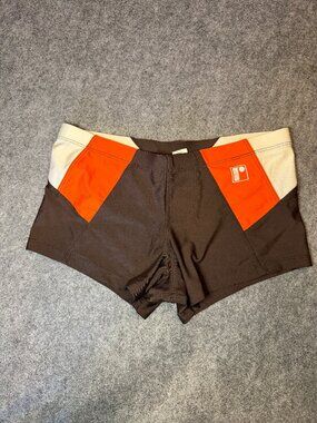 Rufskin Men Swim Trunk Boxer Brief Brown Orange Colorblock Size Medium